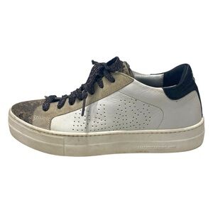 P448 You Can Surf Later White Metallic Low-Top Sneakers Size 9 EU 39